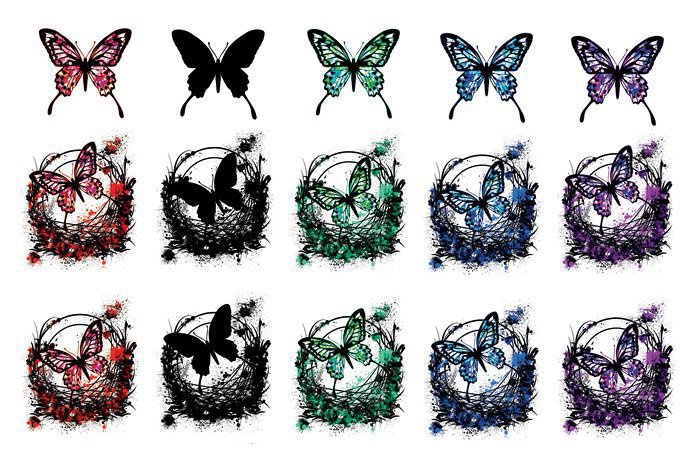 【受注生産】30枚:アゲハ蝶植物枠フレークシール