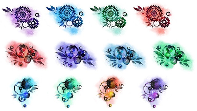 24枚:歯車&葉フレークシール