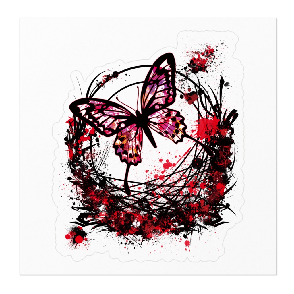 アゲハ蝶赤・青ステッカー