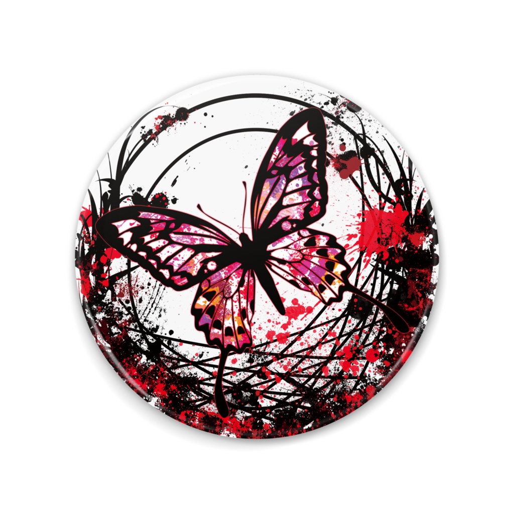 75mm アゲハ蝶赤・青 缶ミラー