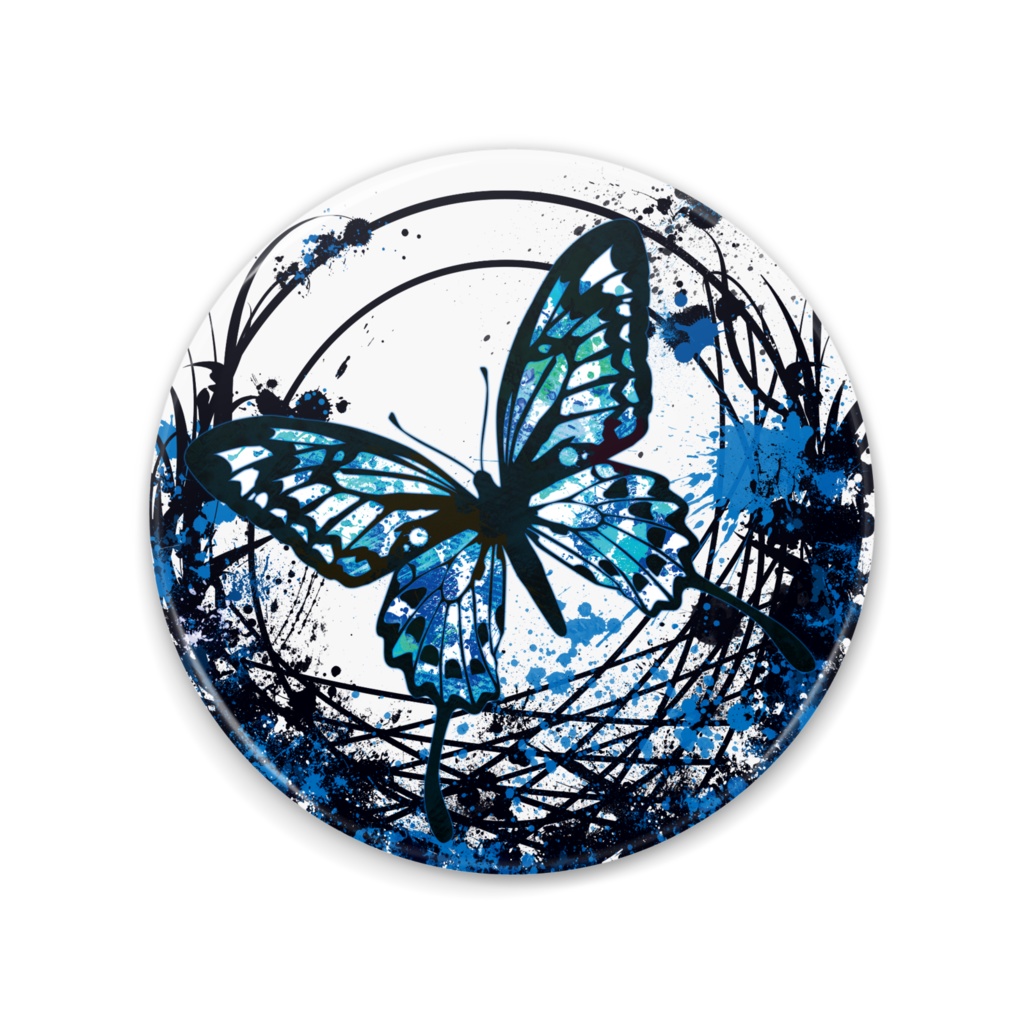 75mm アゲハ蝶赤・青 缶ミラー