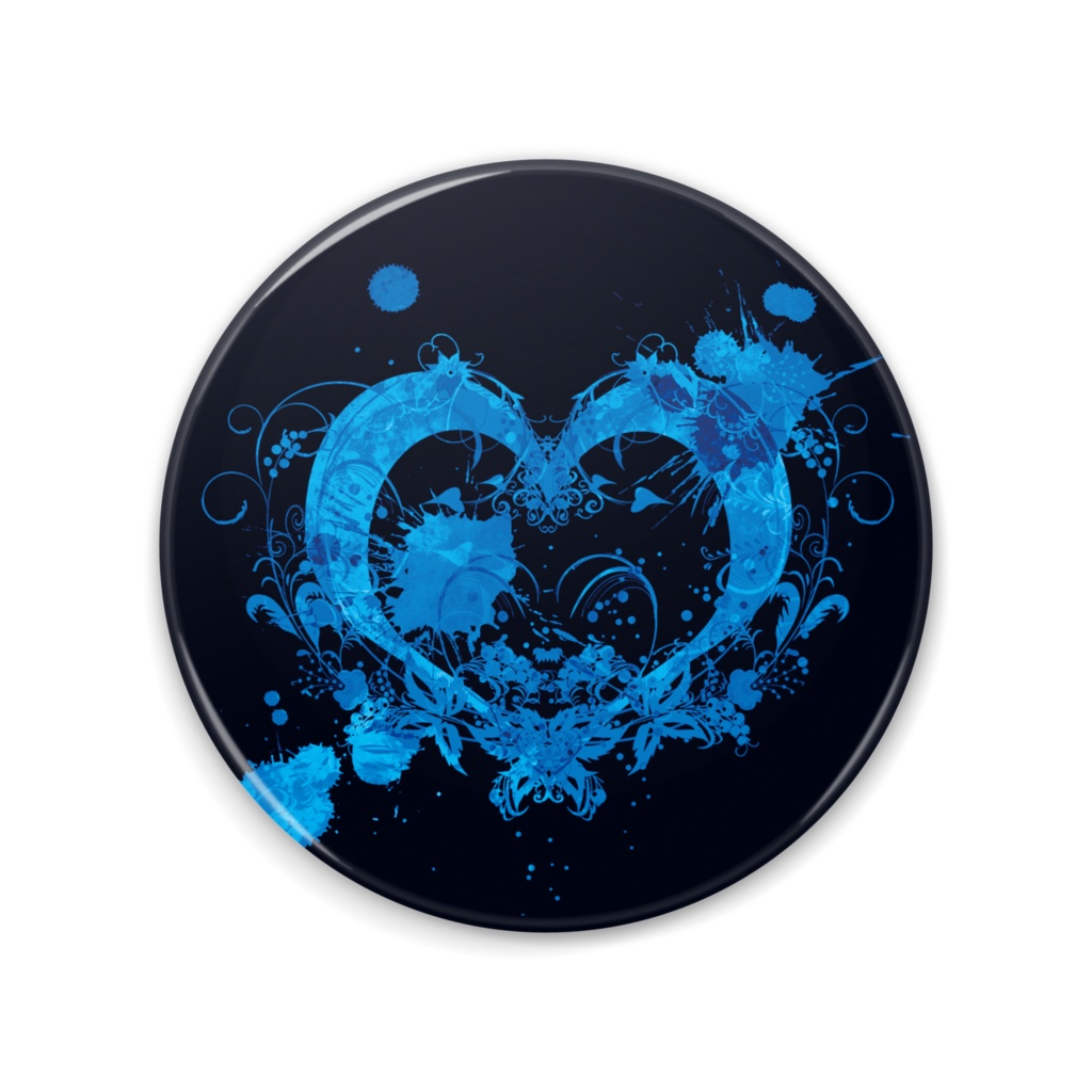 75mm ハート赤・青缶ミラー