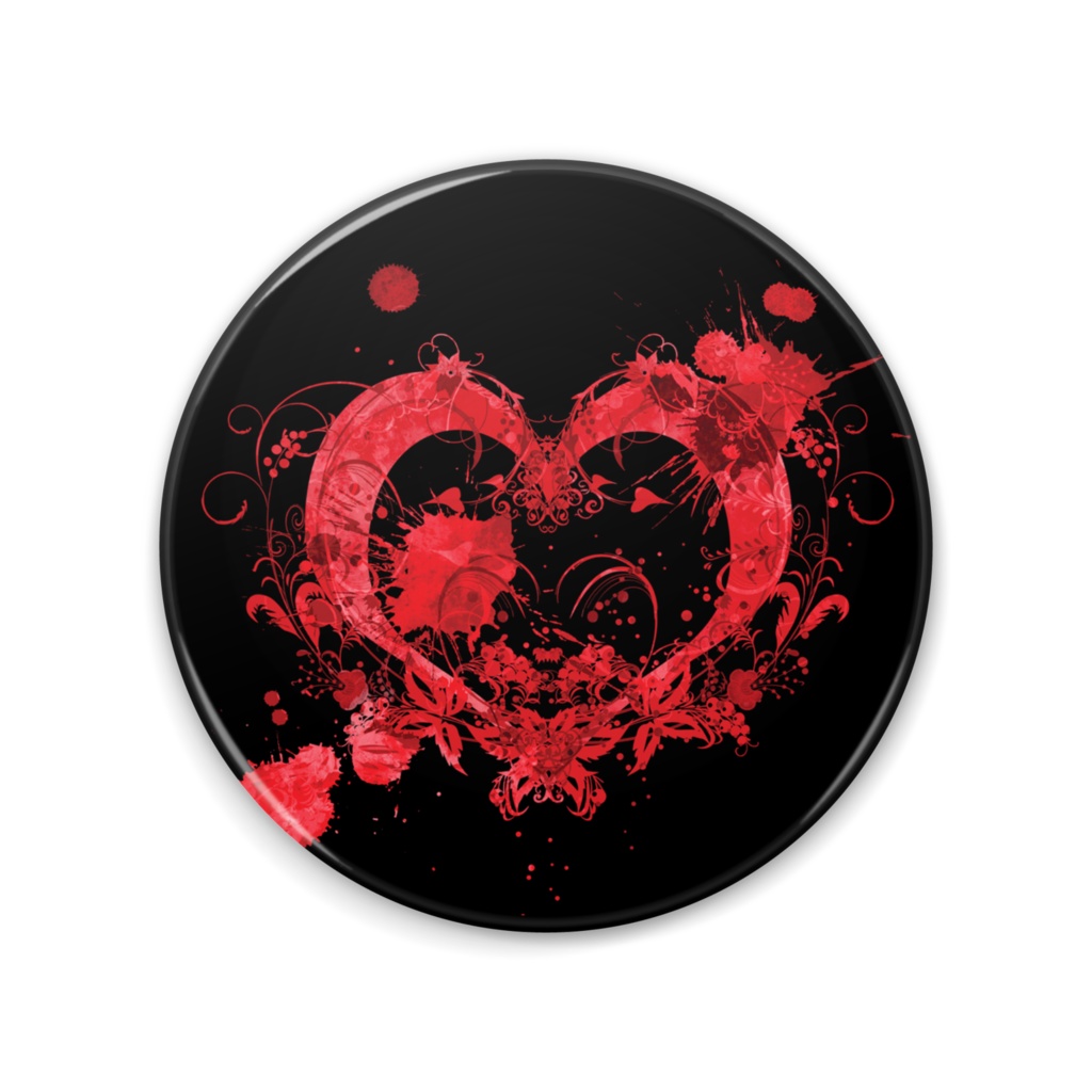 75mm ハート赤・青缶ミラー