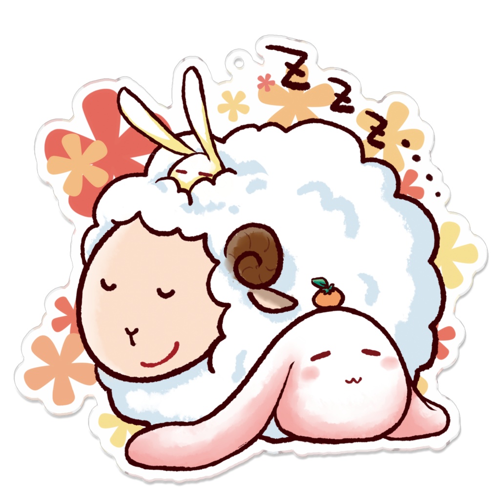もちうさぎと羊アクリルキーホルダー