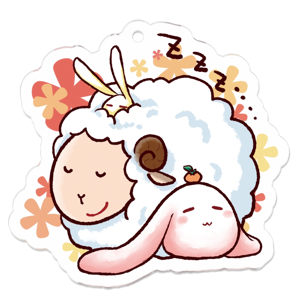 もちうさぎと羊アクリルキーホルダー