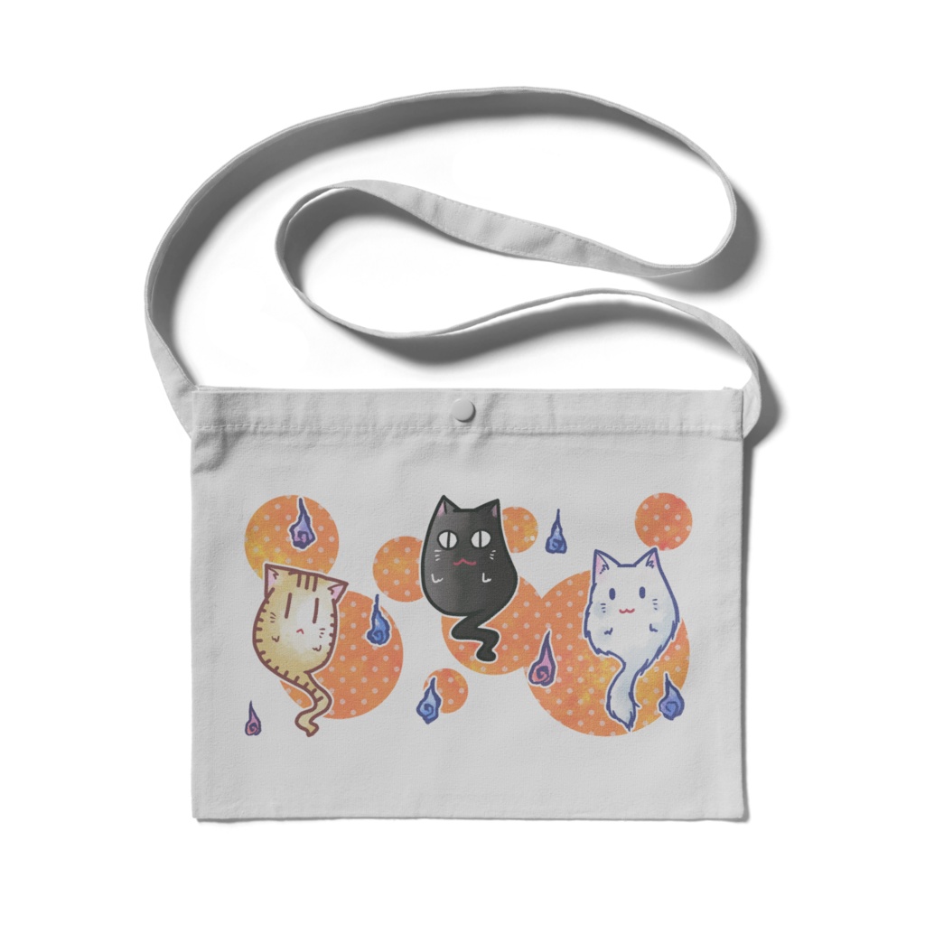 ねこゆうれいオレンジサコッシュ4色