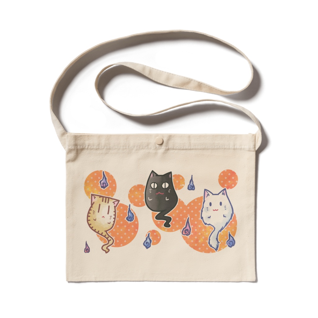 ねこゆうれいオレンジサコッシュ4色