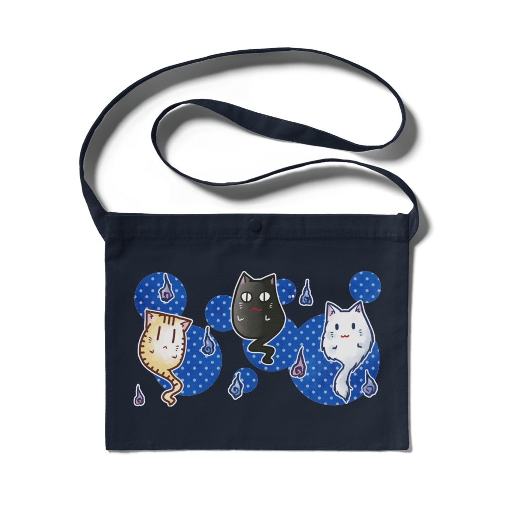 ねこゆうれい青サコッシュ4色