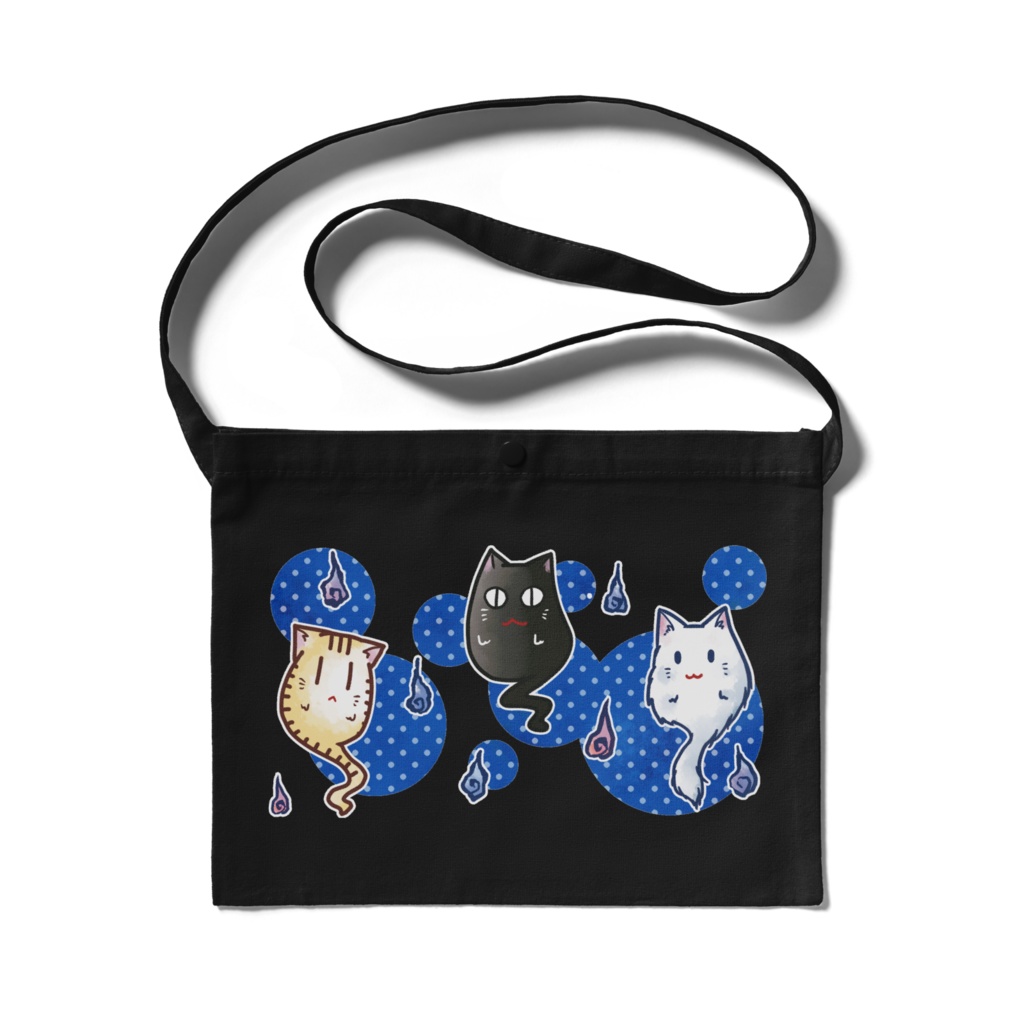 ねこゆうれい青サコッシュ4色