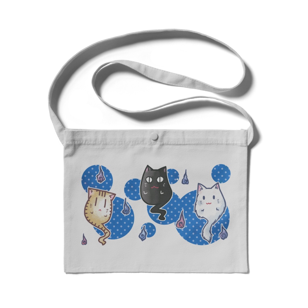 ねこゆうれい青サコッシュ4色