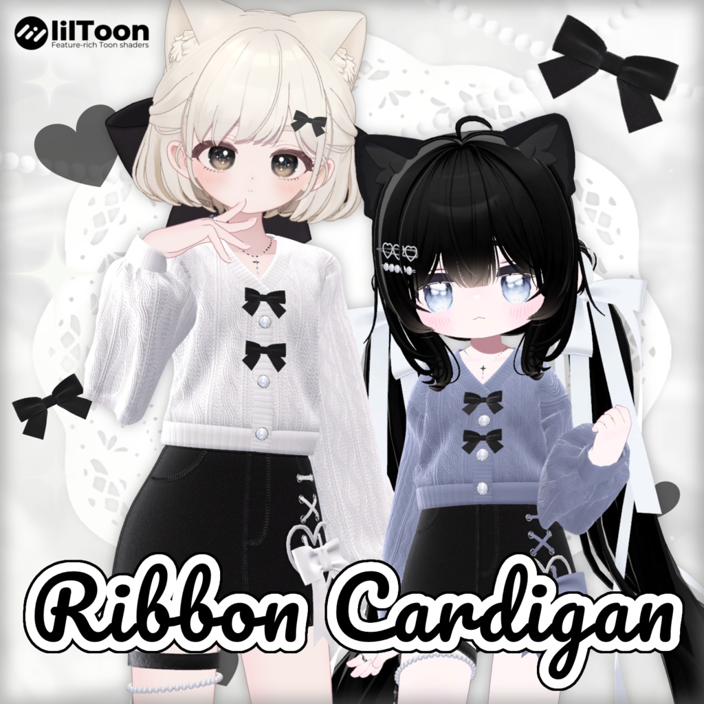 【VRChat向け3D衣装】Ribbon Cardigan