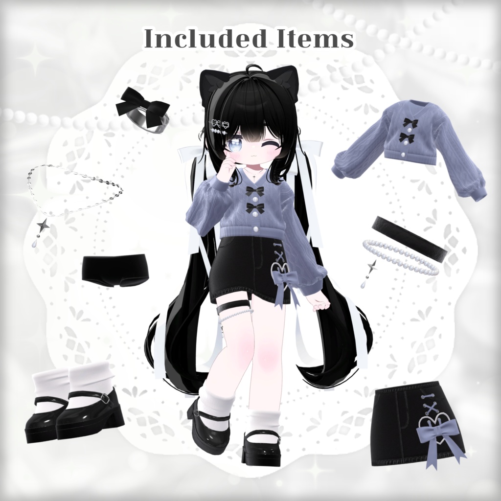 【VRChat向け3D衣装】Ribbon Cardigan