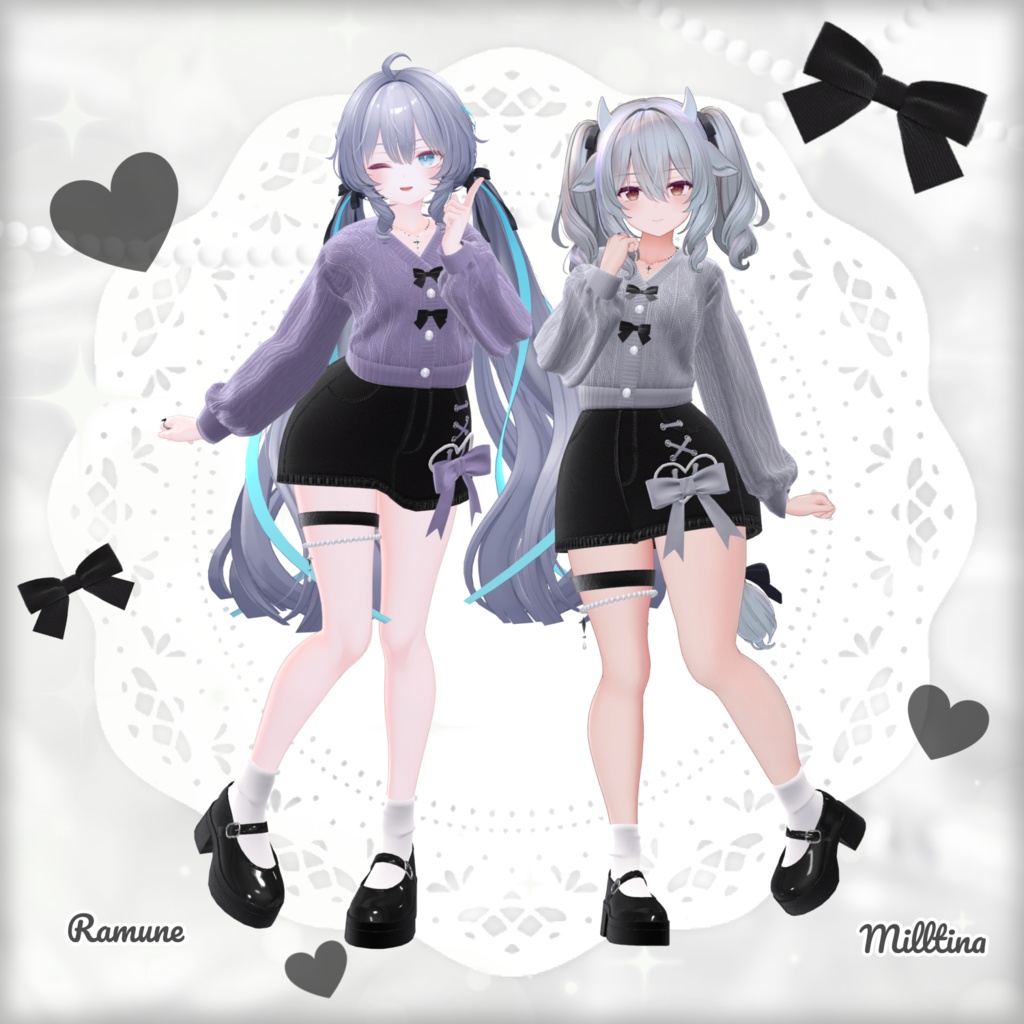 【VRChat向け3D衣装】Ribbon Cardigan