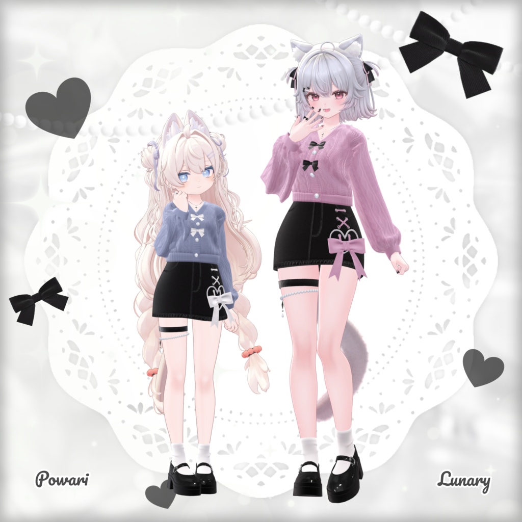 【VRChat向け3D衣装】Ribbon Cardigan
