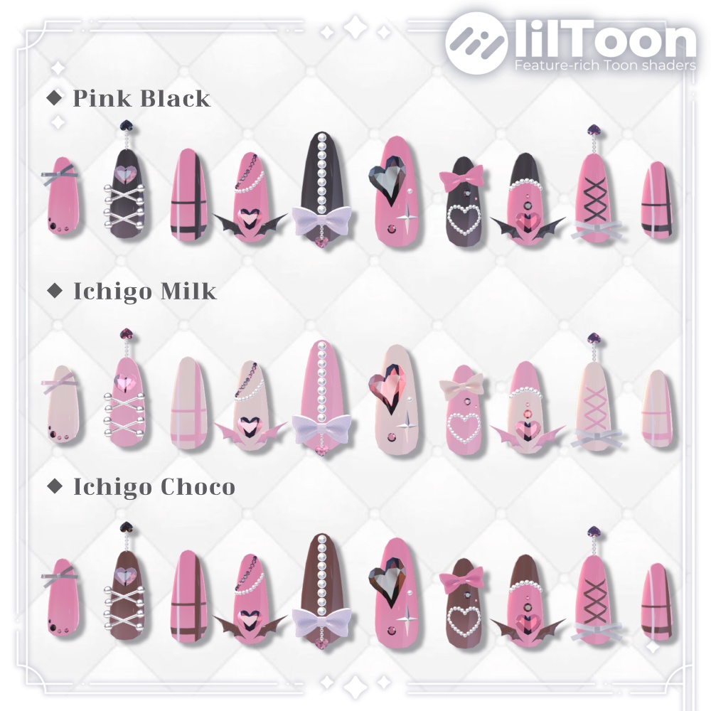 【VRChat向け3Dネイル】LS_Nail01🎀🖤
