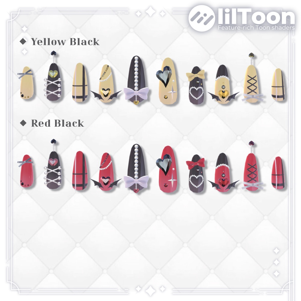 【VRChat向け3Dネイル】LS_Nail01🎀🖤