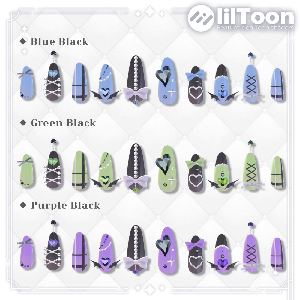 【VRChat向け3Dネイル】LS_Nail01🎀🖤