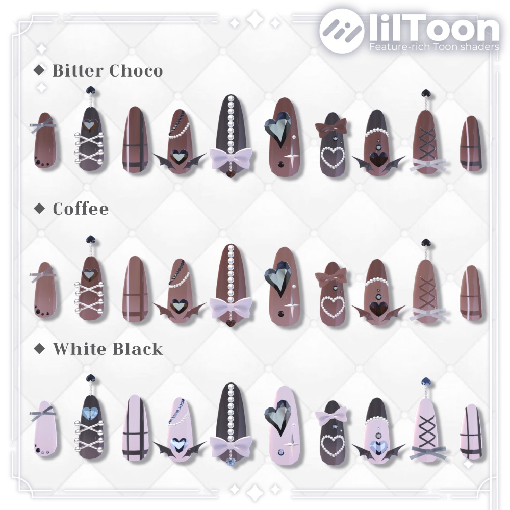 【VRChat向け3Dネイル】LS_Nail01🎀🖤