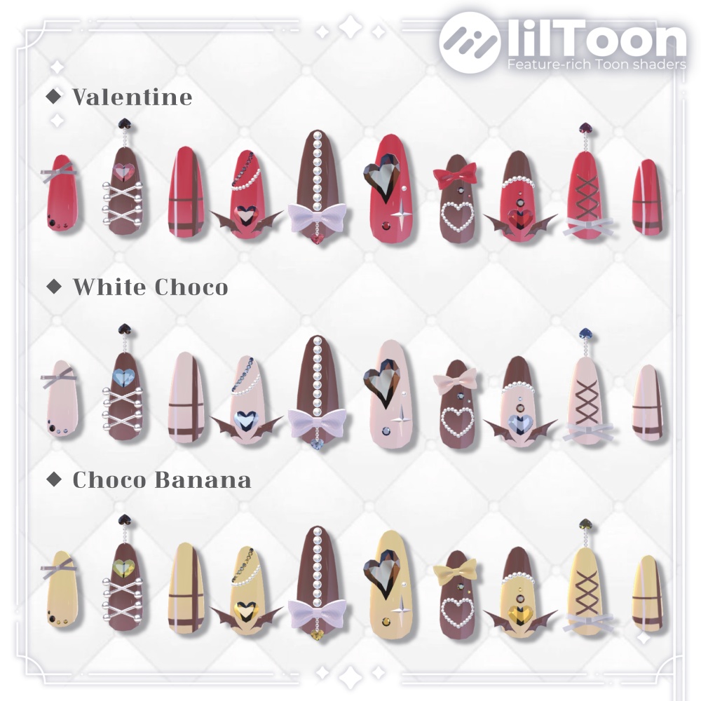 【VRChat向け3Dネイル】LS_Nail01🎀🖤