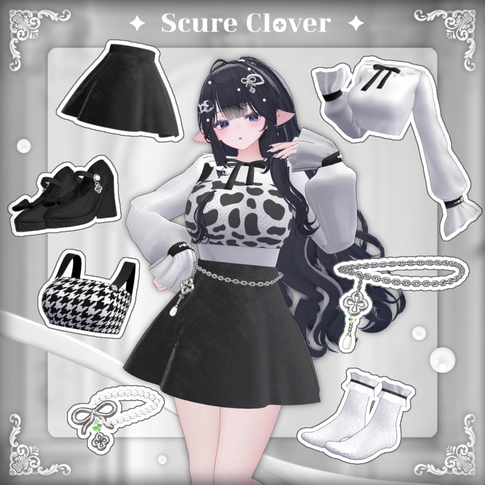 【VRChat向け3D衣装】Scure Clover🍀🖤