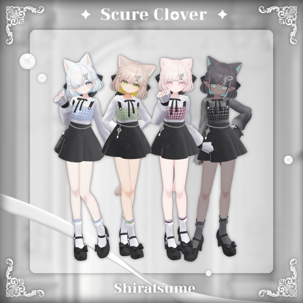 【VRChat向け3D衣装】Scure Clover🍀🖤