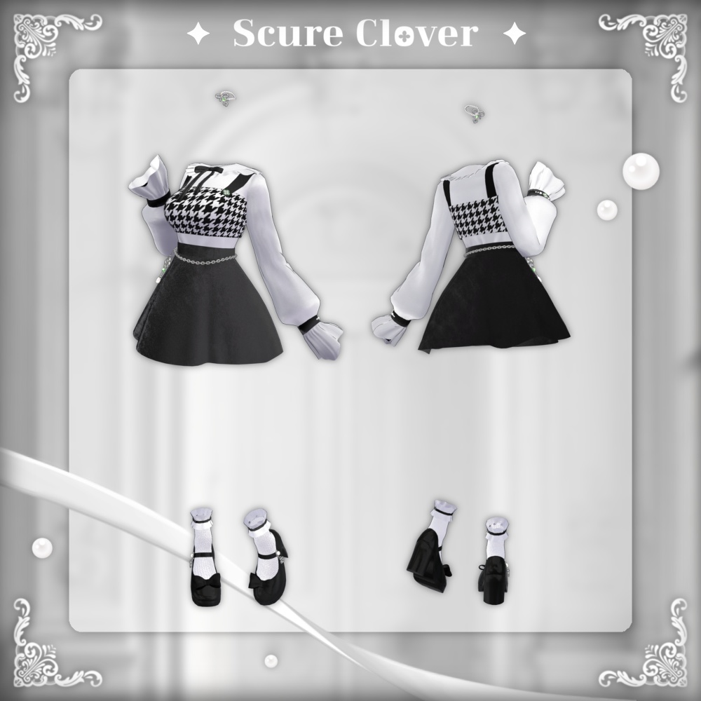 【VRChat向け3D衣装】Scure Clover🍀🖤