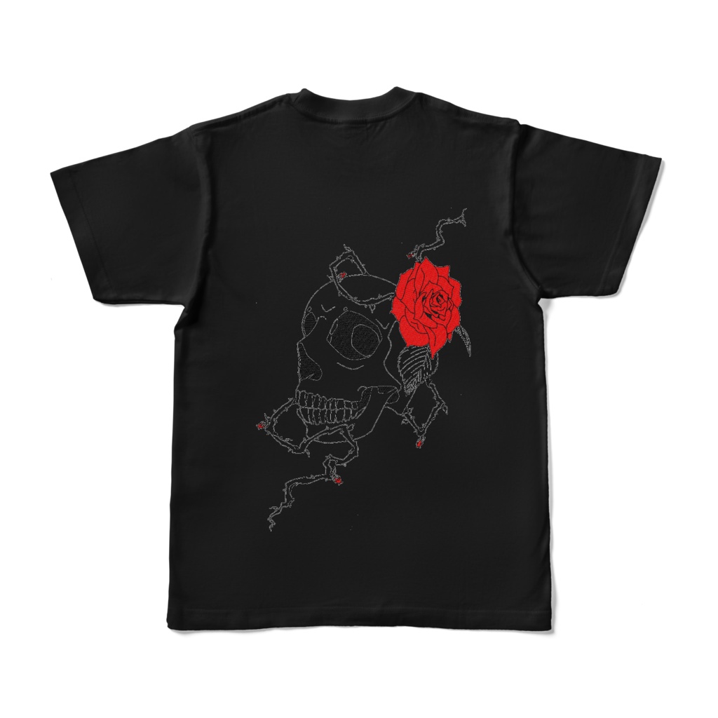 髑髏と薔薇T（背面プリント）【サイズ違いあり】