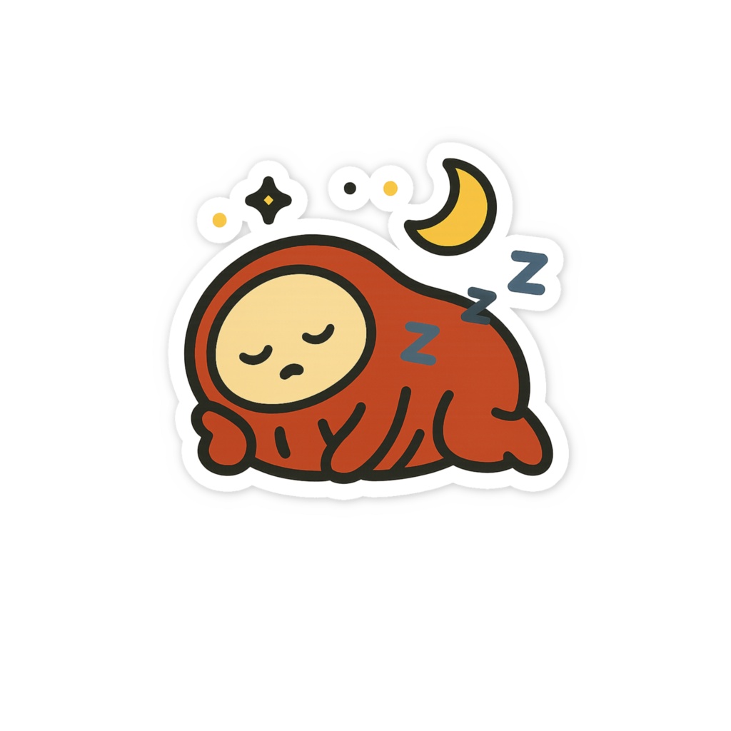 ねむけだるま「おやすみ」スマホステッカー