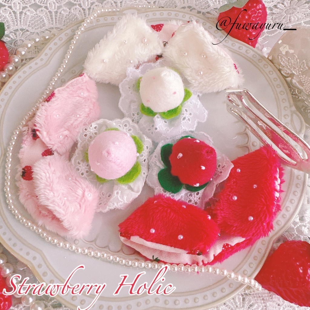 【9/27 21時(予定)から】Strawberry Holic (ぬい用いちごカチューシャとケープセット)