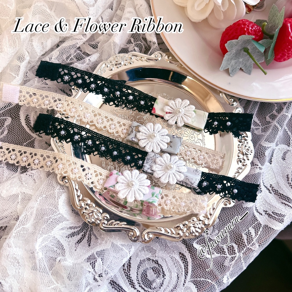 3/29 22時~ Lace & Flower Ribbong(ぬいぐるみ用チョーカー・ストール)