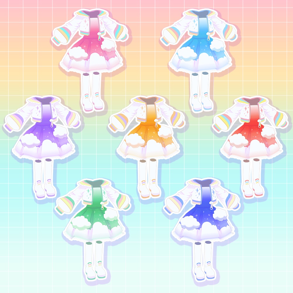 【アバター非依存3D衣装】ゆめポップジャケット/ワンピース