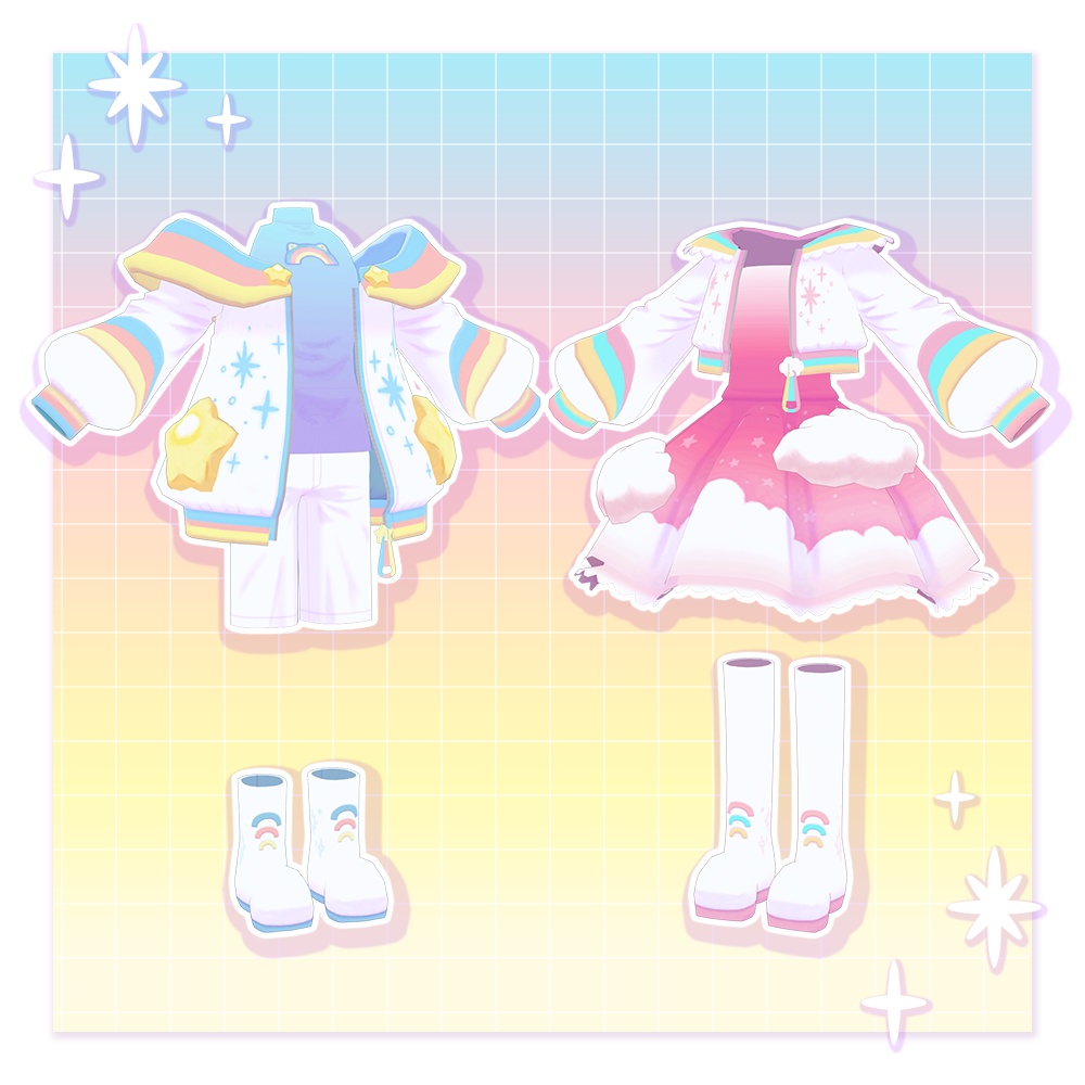 【アバター非依存3D衣装】ゆめポップジャケット/ワンピース