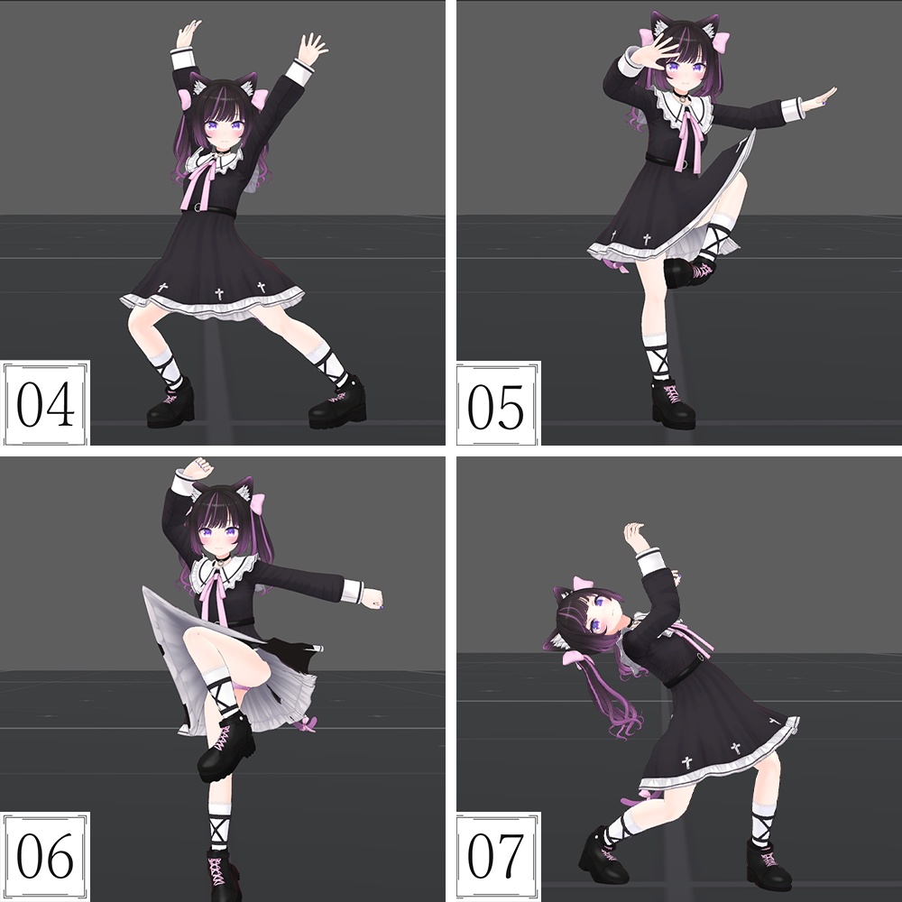 027.はっちゃけたギャグっぽい9種類のポーズanimation