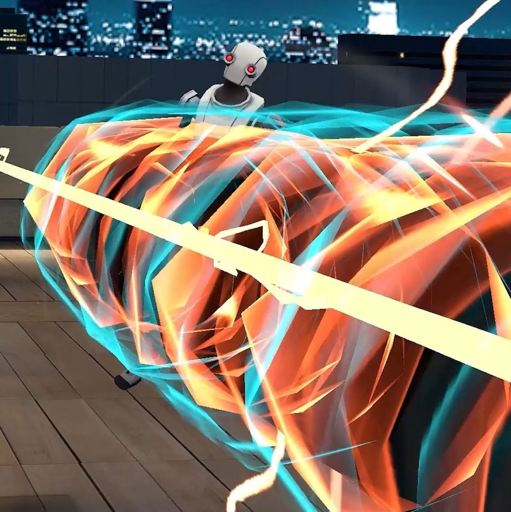 032.ビーム攻撃を受けてやられる人のanimation