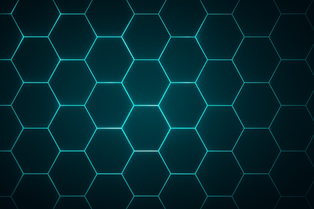 【単品】六角形グリッド・テック背景（16:9 / 高解像度 / サイバー系）