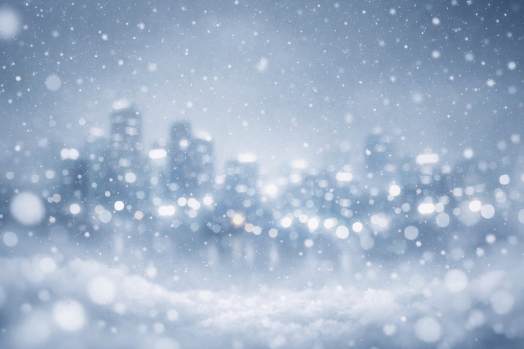 雪の街角 ― 幻想的な冬の夜景背景（水彩風）