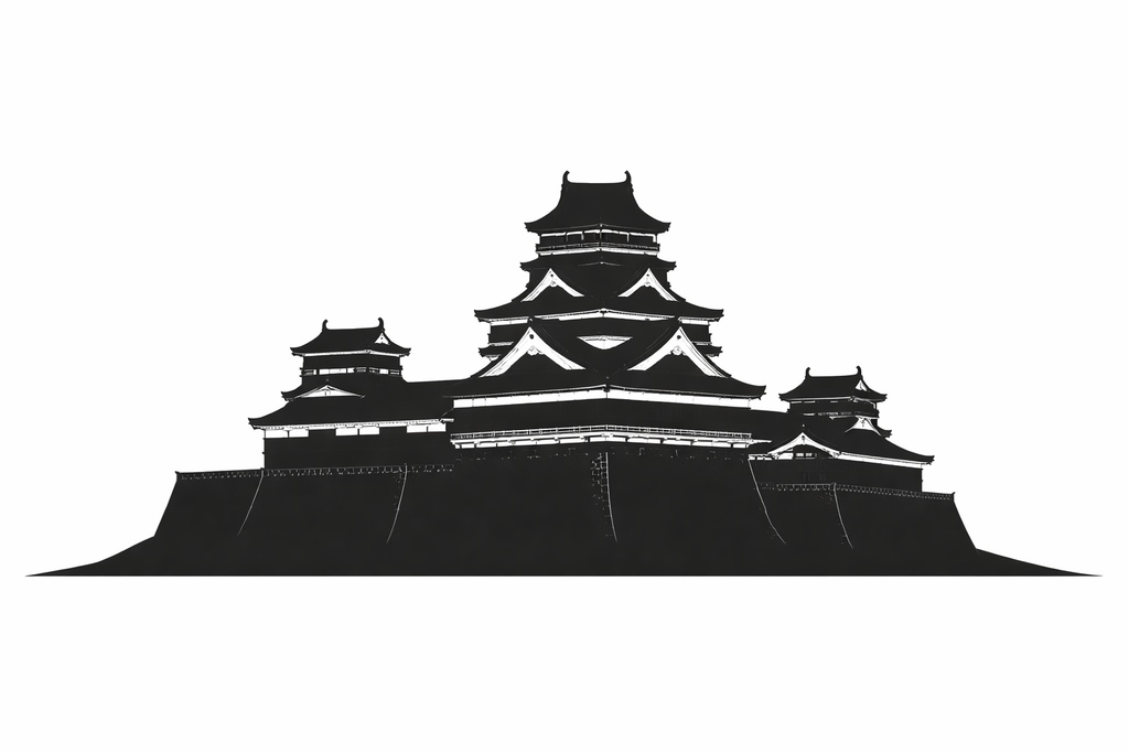 日本の城シルエット ミニマル背景3点セット（16:9・印刷・デザイン用）