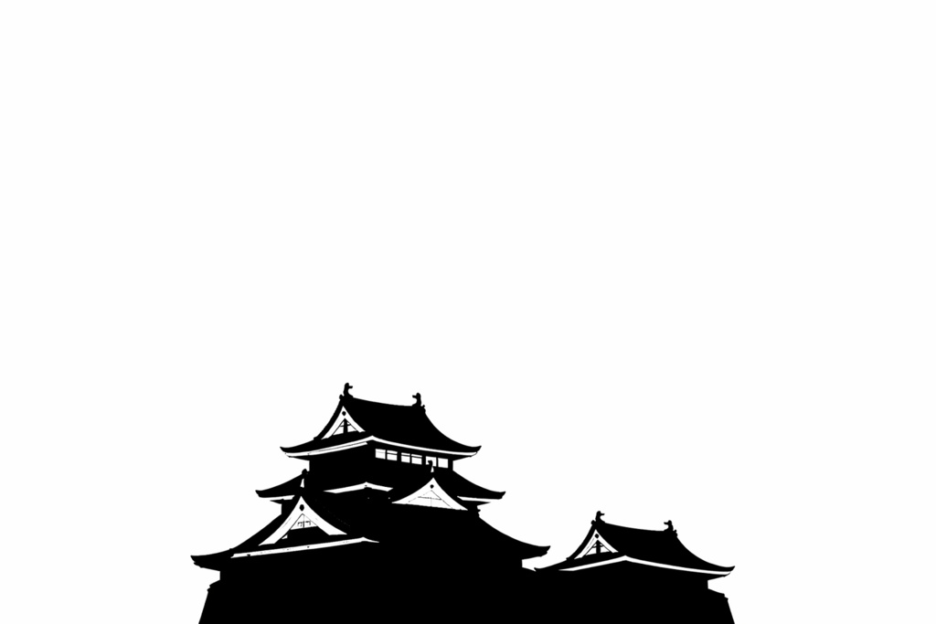 日本の城シルエット ミニマル背景3点セット(16:9・印刷・デザイン用)