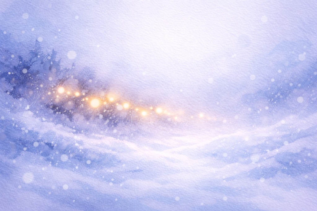 冬夜のファンタジー背景 – 紫と金の世界