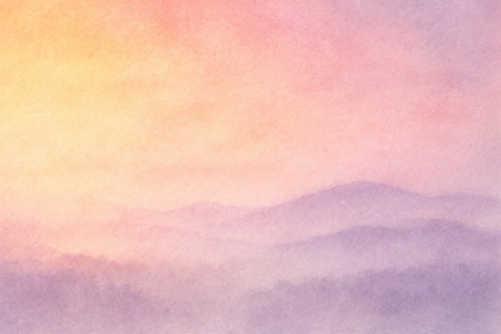 夢幻的な水彩夕焼け霧空・背景素材