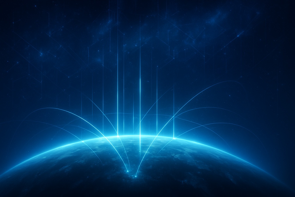 光のグローバルネットワークと地球のサイバー背景