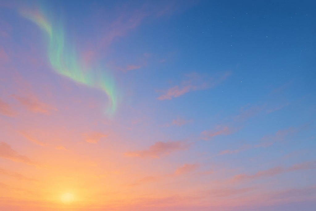 朝焼け自然背景オーロラ控えめ