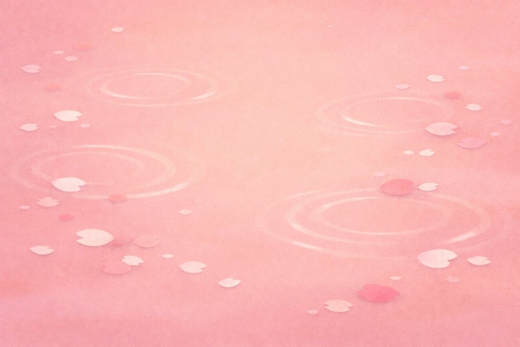 春の池 ― ピンクに溶ける花びら