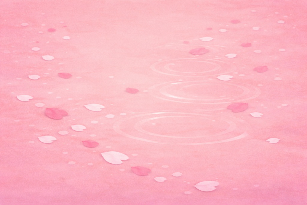 春の道 ― 波紋が続く池