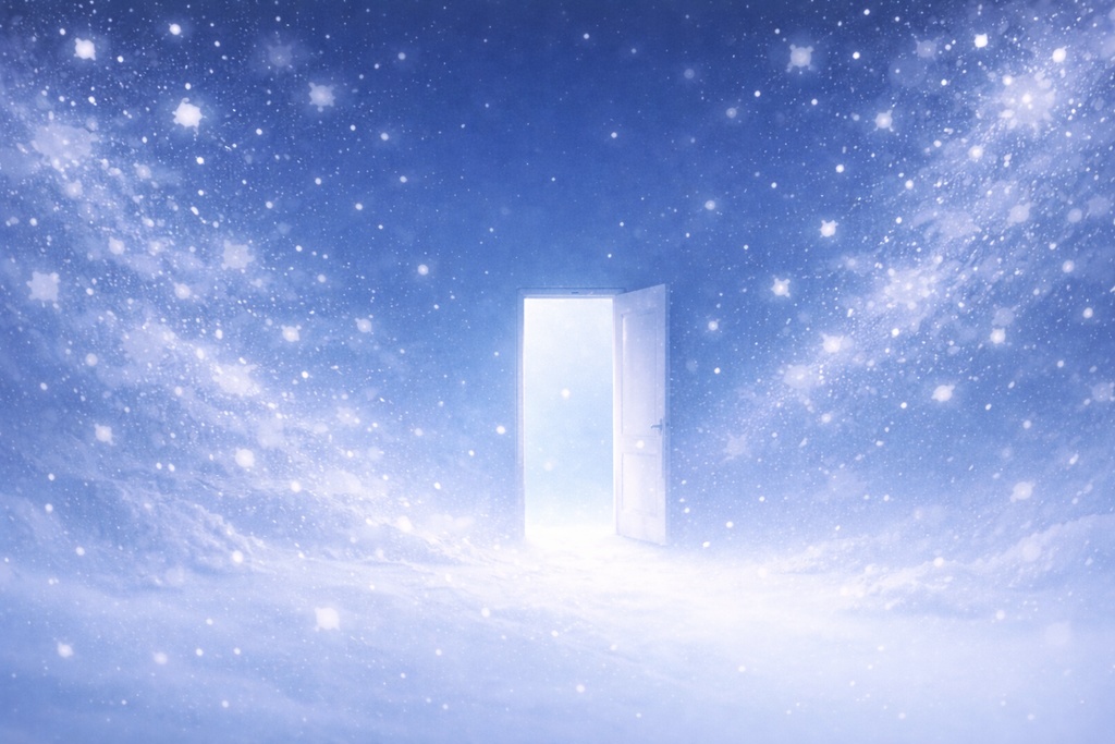 雪の扉 ― 境界に立つための静かな冬背景（16:9）