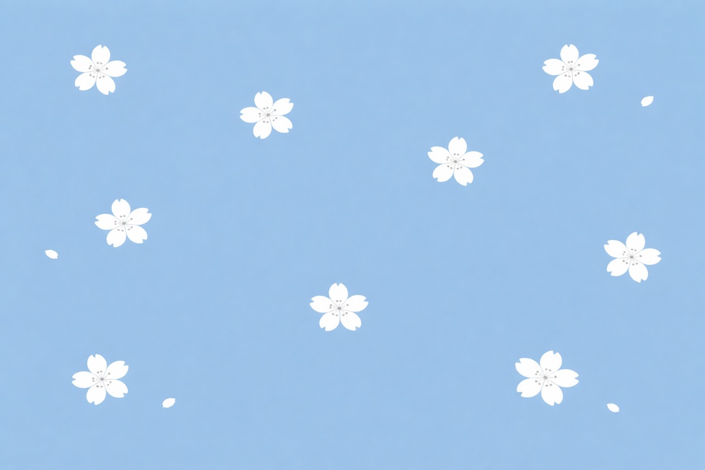 春の余白|ミニマル桜フラット背景(水色・濃淡2種)