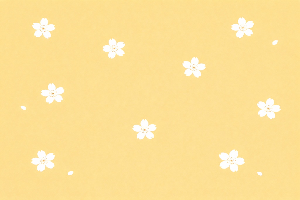 春の余白|ミニマル桜フラット背景(淡い黄色・濃淡2種)