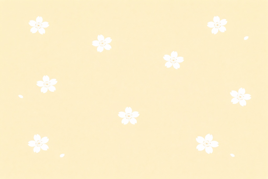 春の余白|ミニマル桜フラット背景(淡い黄色・濃淡2種)