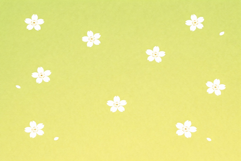 春の余白|ミニマル桜フラット背景(グリーン・濃淡2種)