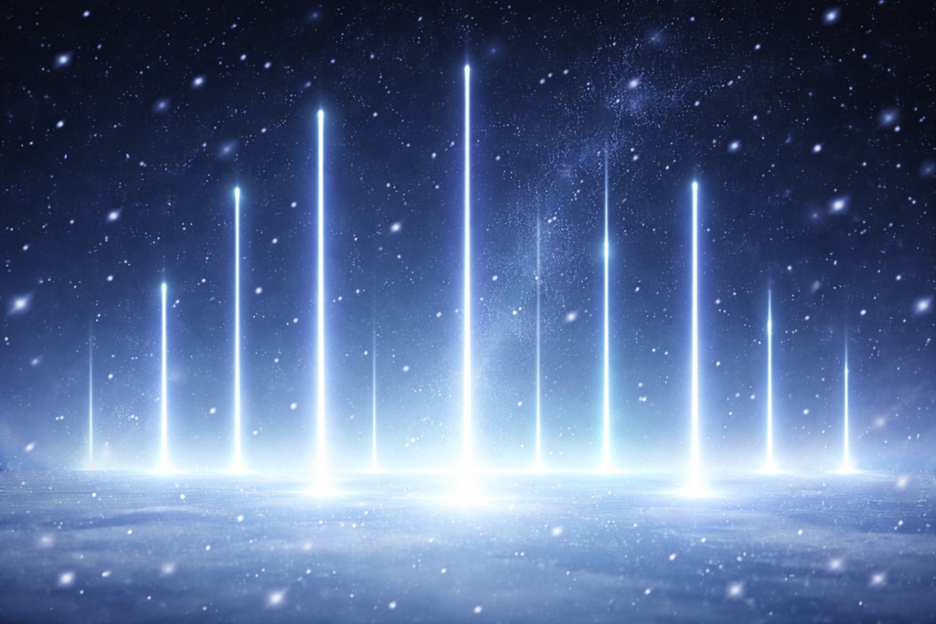 光柱が立ち上がる幻想的な星空背景素材｜SF・未来・神秘的風景